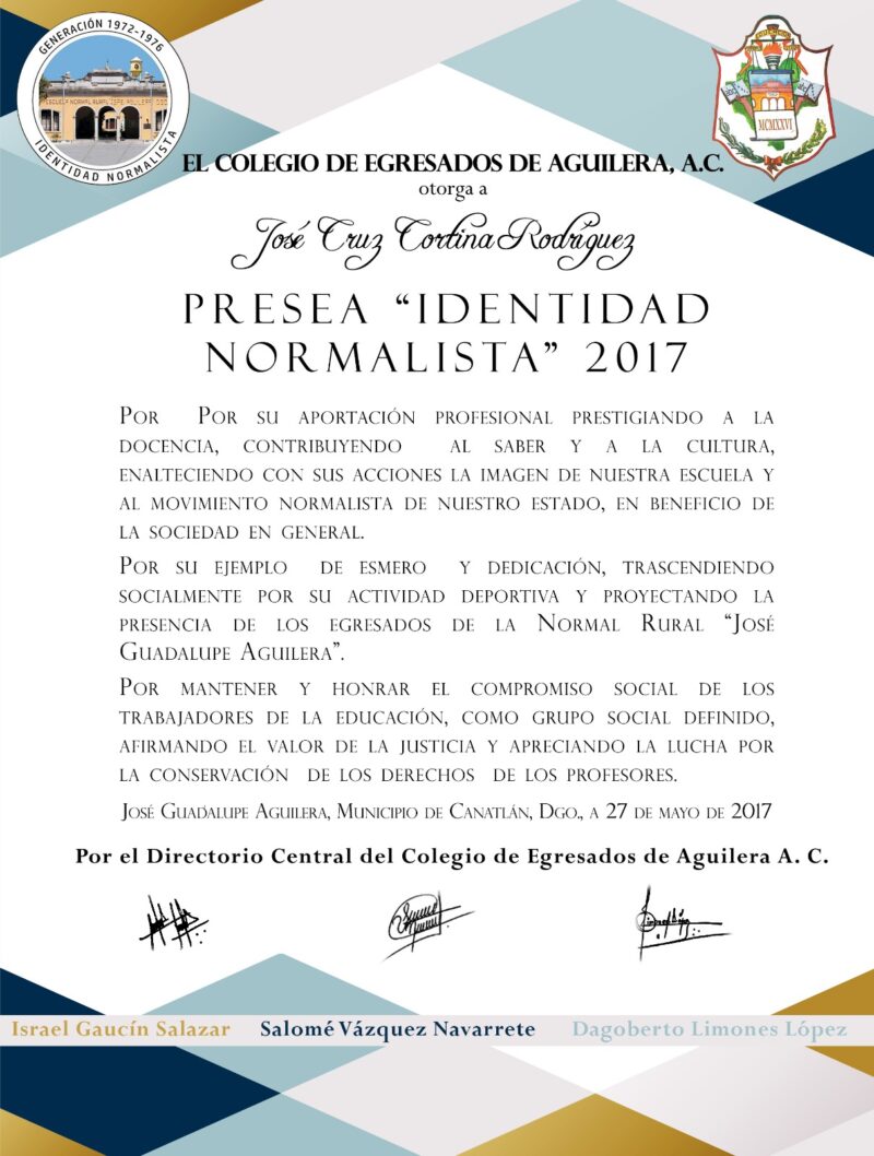 Presea Identidad Normalista